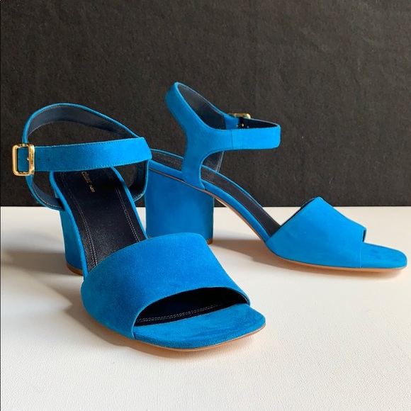 Celine Shoes - Celine Day Sandals in Aqua Blue Suede NEW